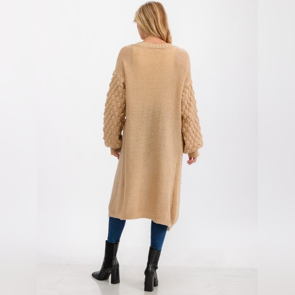 SALE! 015. WOMEN'S LONG DETAILED SLEEVE OPEN FRONT POCKETS CARDIGAN-NWT - Picture 4 of 4